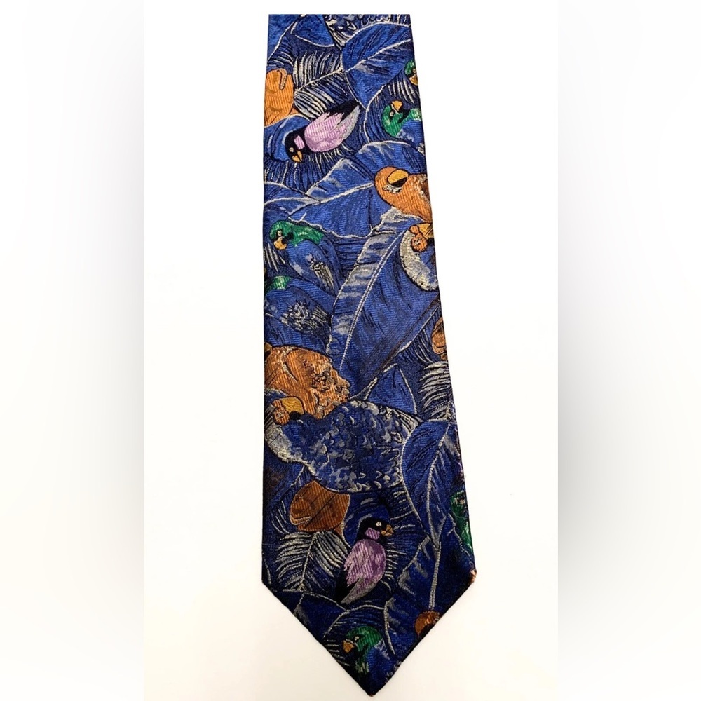 Hugo Boss Men's Tie Necktie 100% Silk Made in Italy Designer / Parrots / Birds - Picture 4 of 11